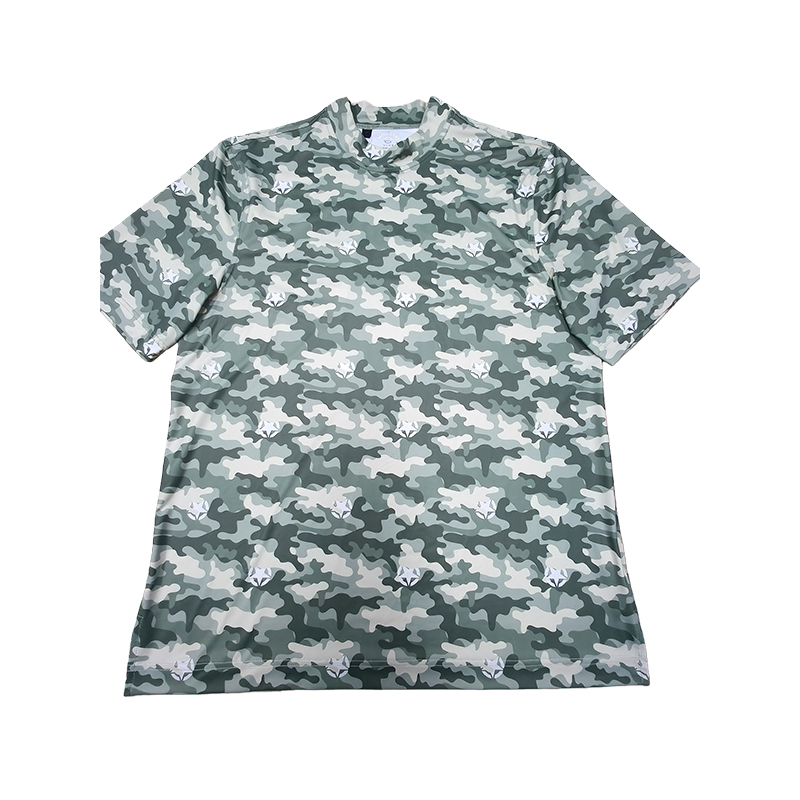 Monterey Golf Sports Casual Wear High Elastic Fashion Camouflage Print Fabric Quick-drying Half Turtleneck Short Sleeve