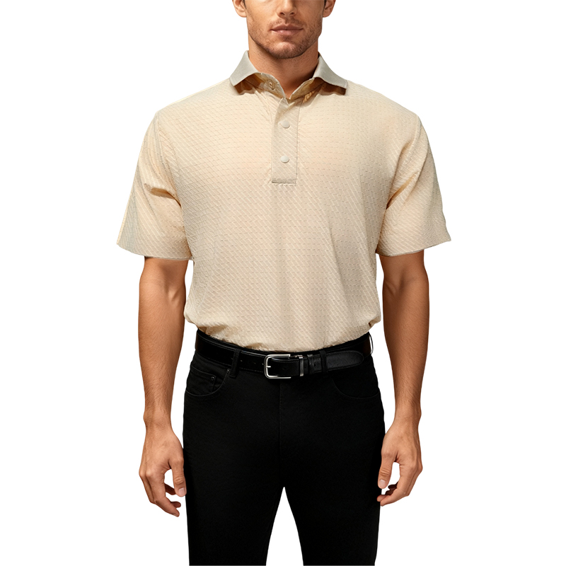 Monterey Golf Sports Casual Wear High Elastic Cool Jacquard Fabric Fashionable Seamless Quick-drying Short-sleeved Polo Shirt